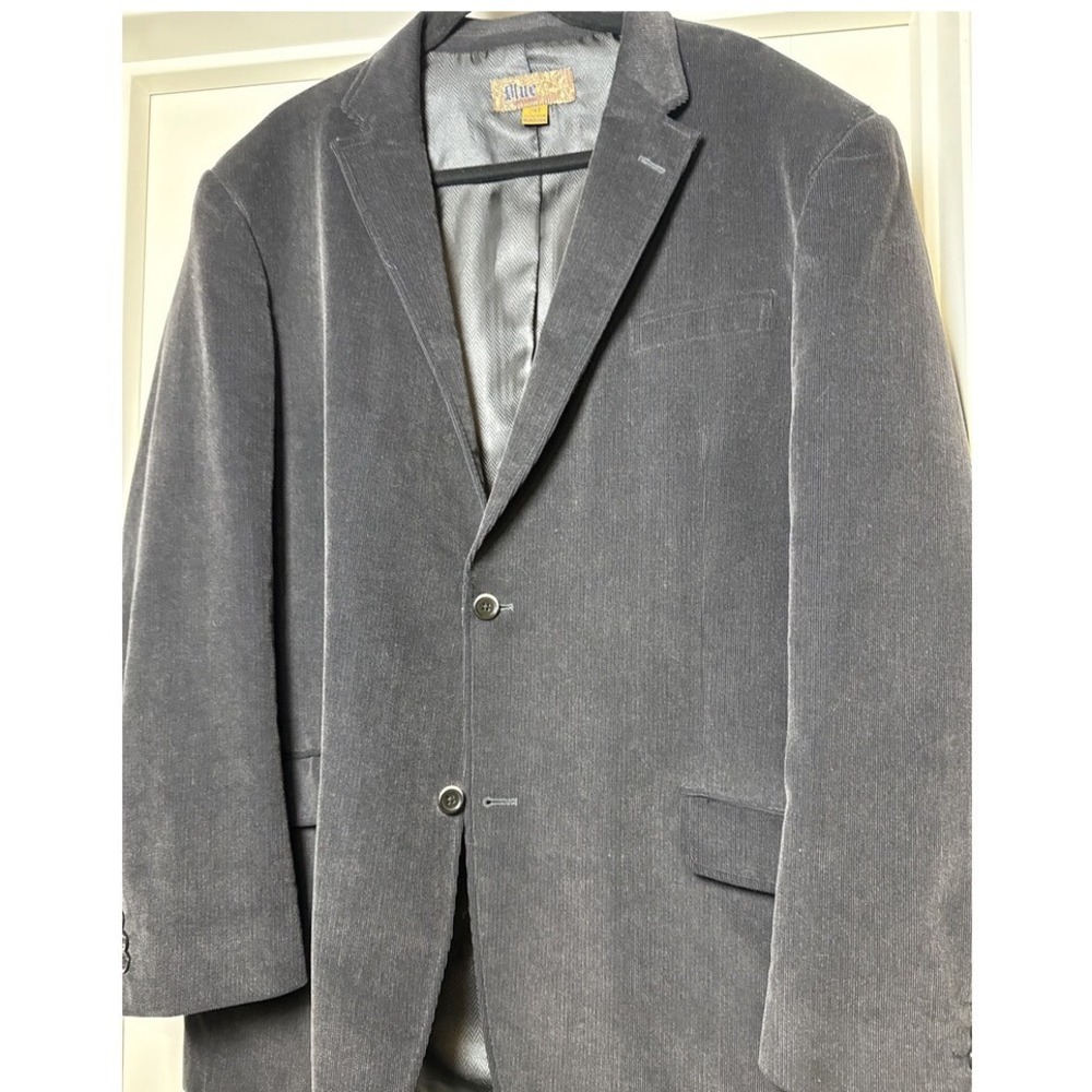 Blue‎ 2XT Gray Corduroy Blazer Men's 100% Cotton Two Button Sport Coat Washable